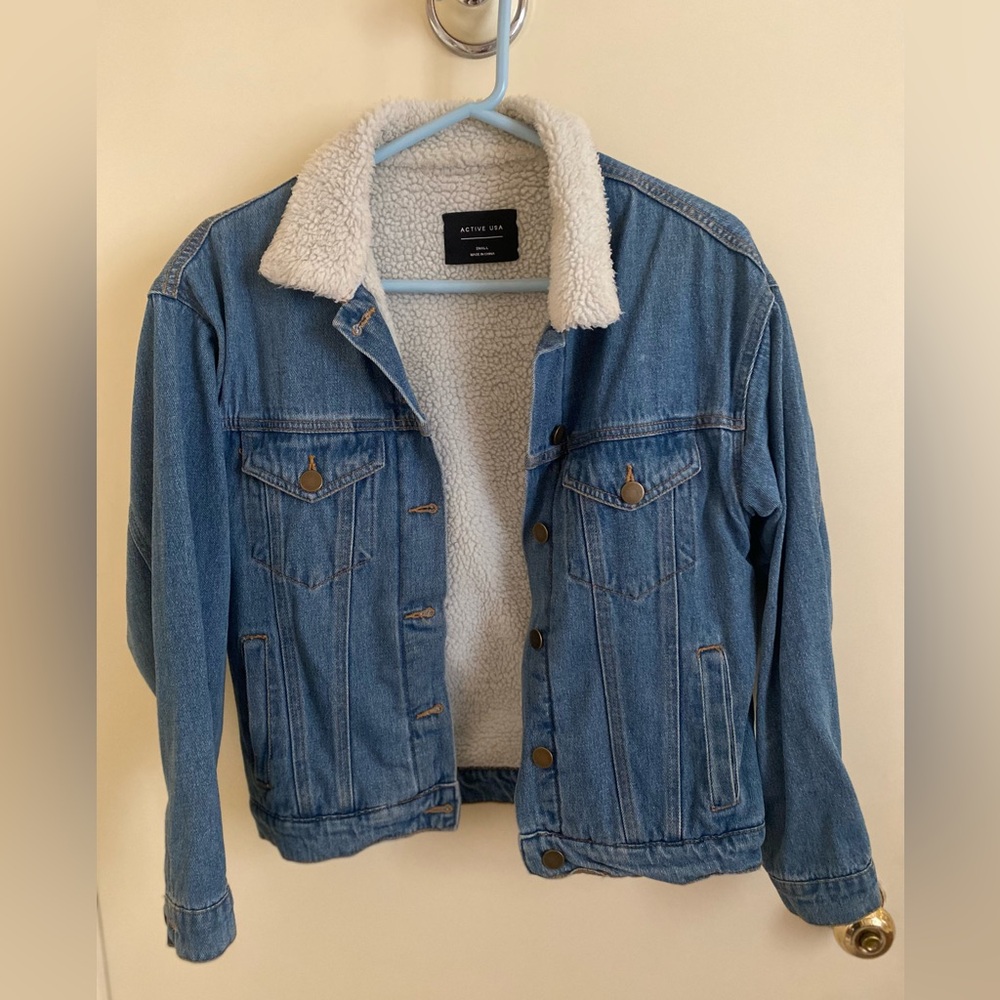 Active USA Denim Jacket with Sherpa Lining
